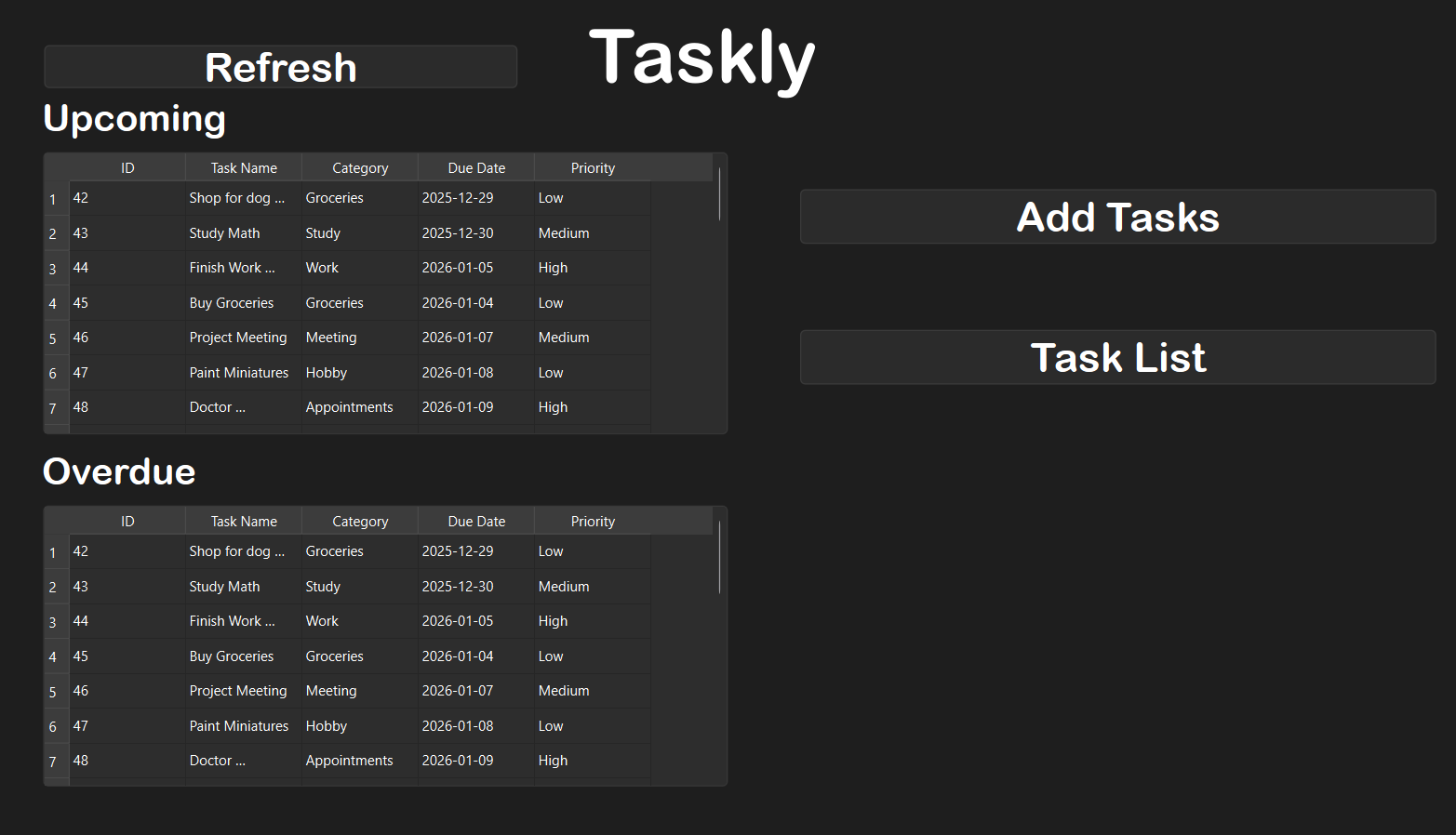 Image of the To Do List Application